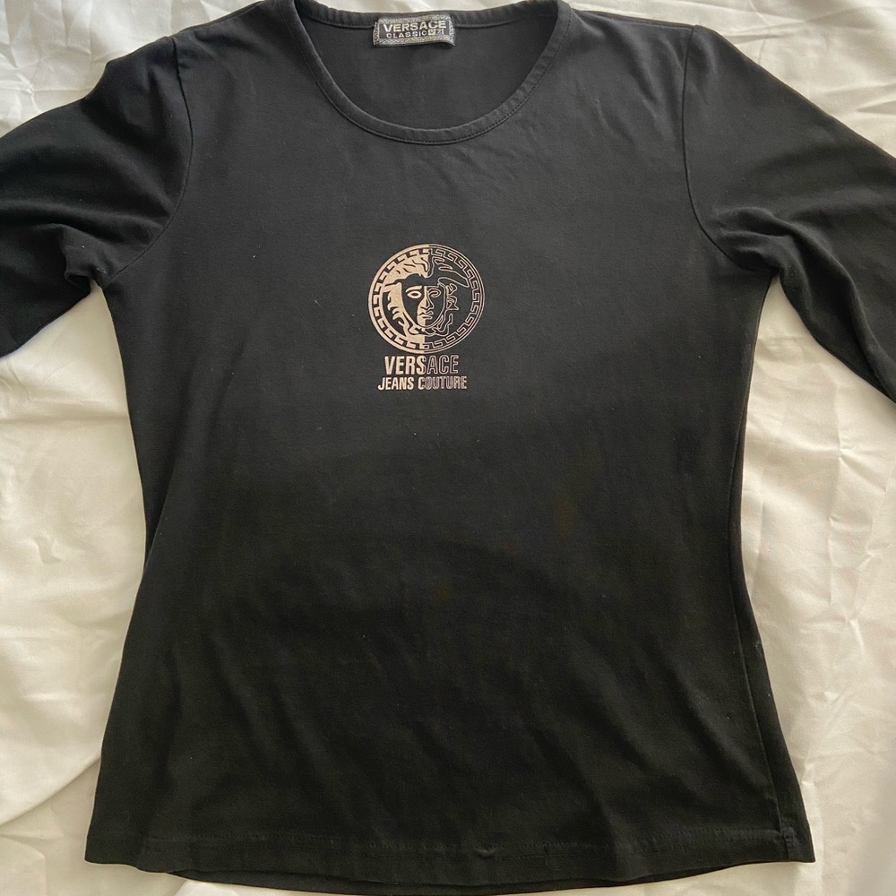 Versace Jeans Couture Black Long Sleeved T Shirt Size Small Fitting